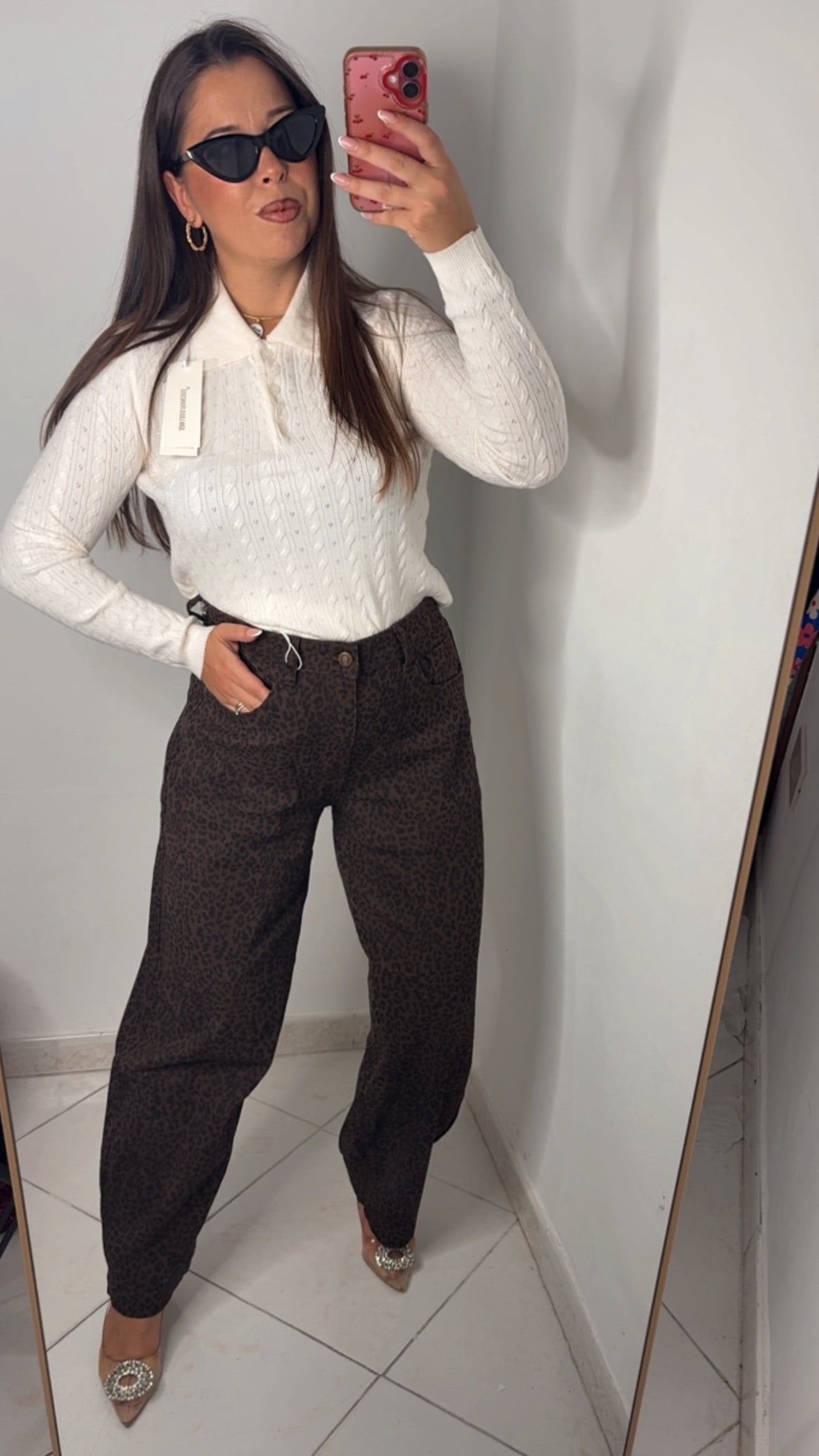 JEANS MACULATO MARRONE
