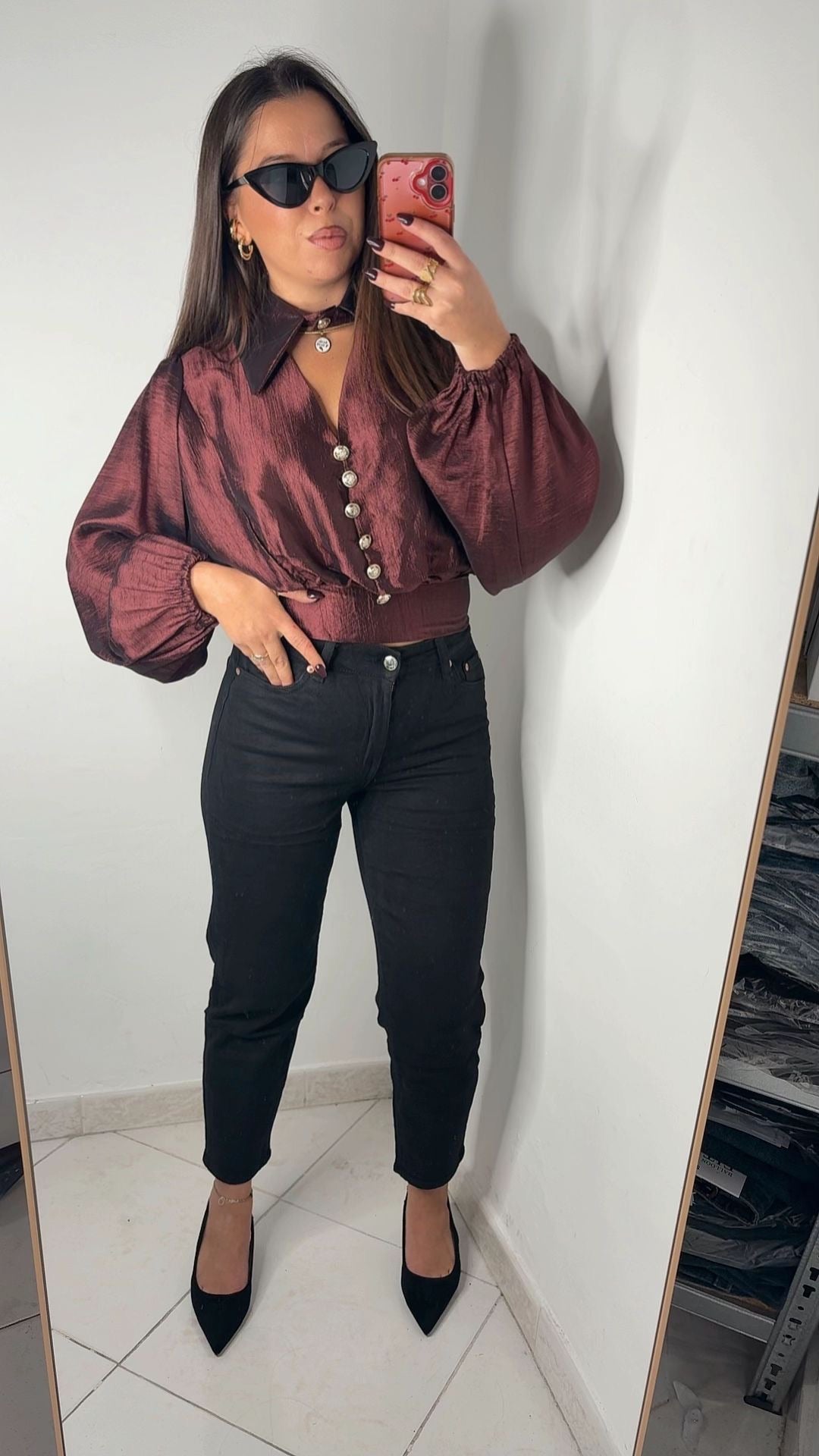 JEANS MOMFIT NERO 8386