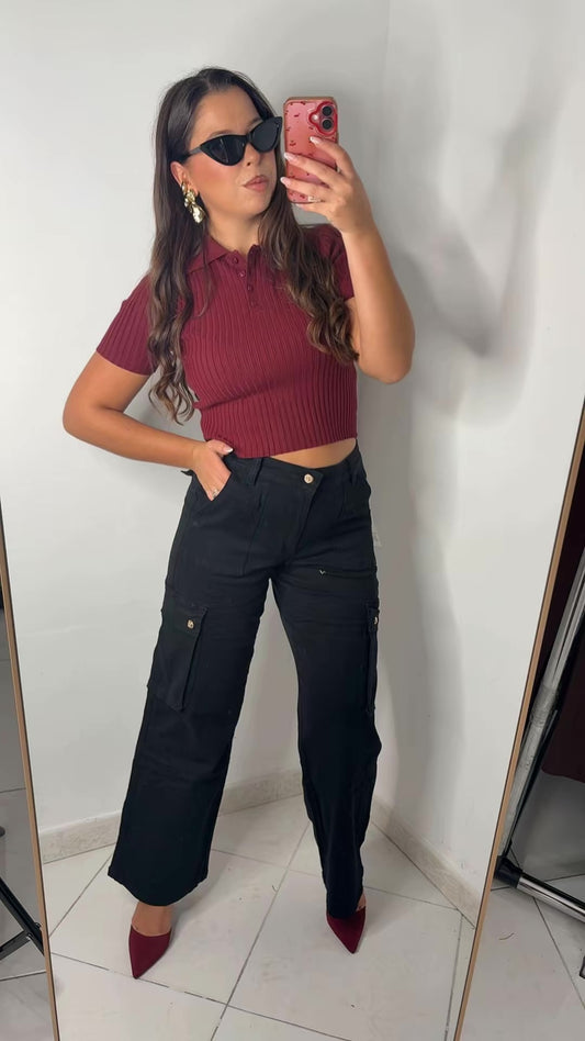 JEANS CARGO NERO 591