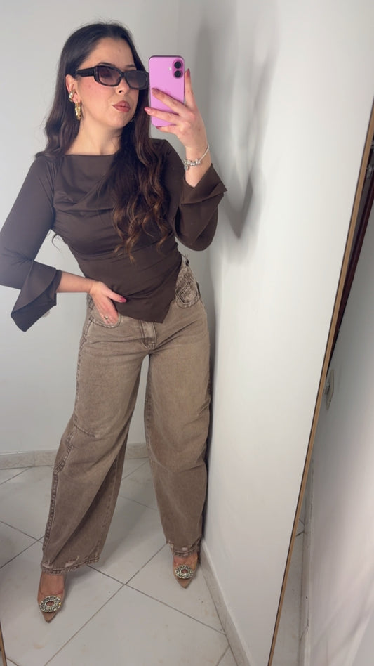 JEANS BROWN SABBIATO