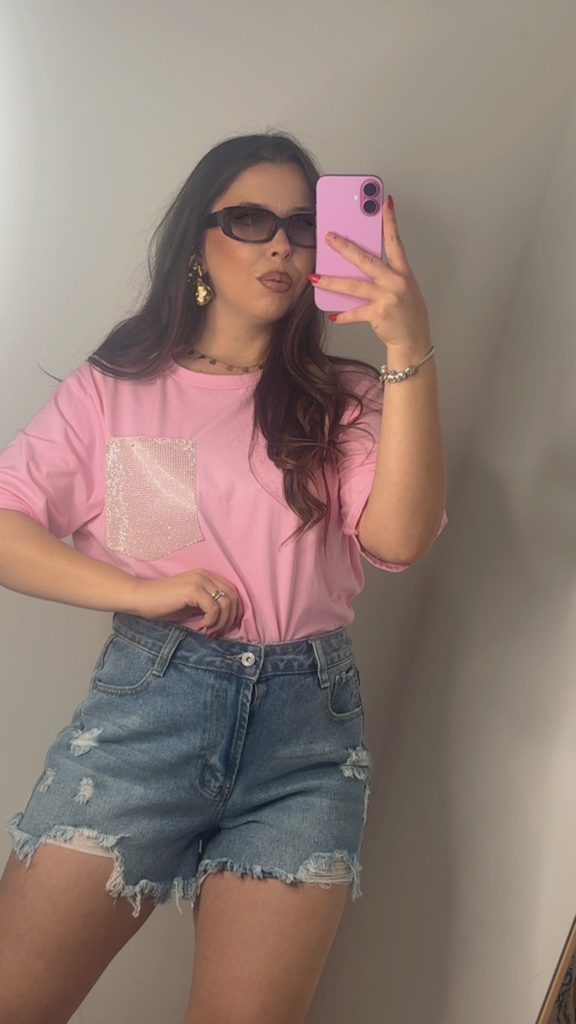 MAGLIA OVER TASCA ROSA